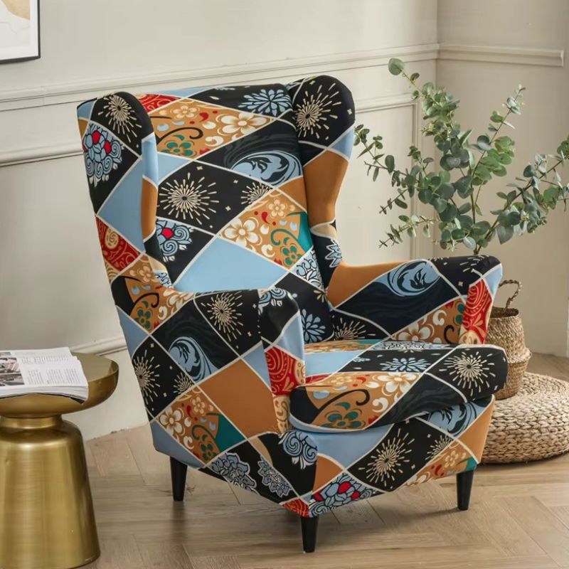 7-301 Housse de Fauteuil À Motif Patchwork Coloré
