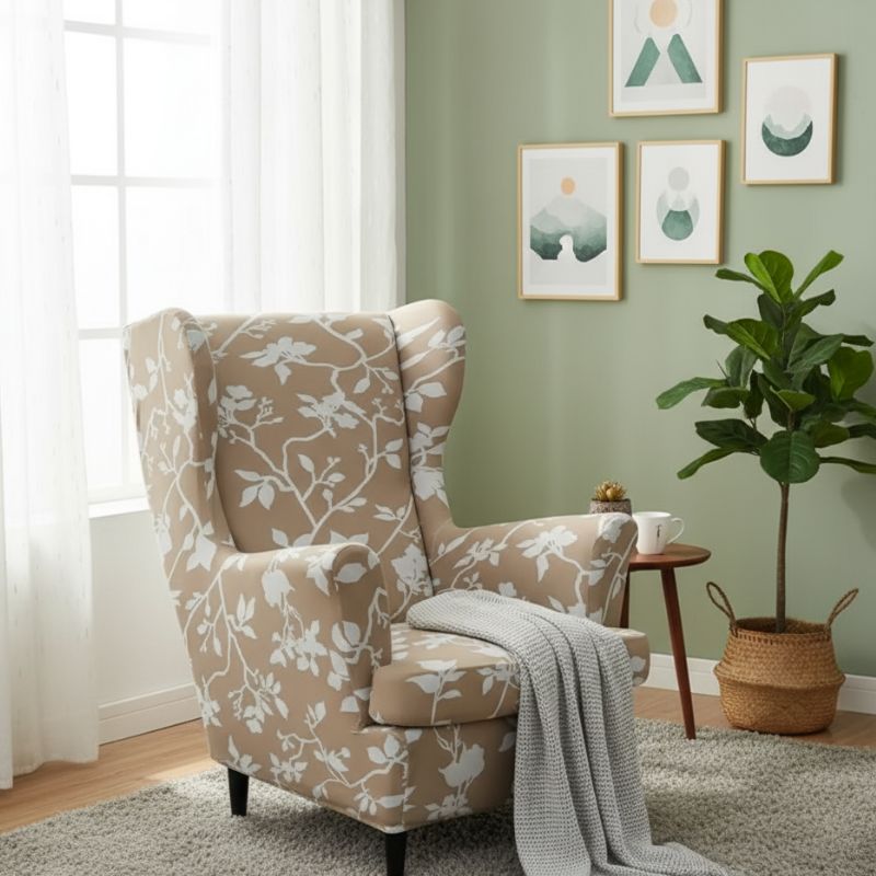 7-303 Housse de Fauteuil À Motif Floral Extensible