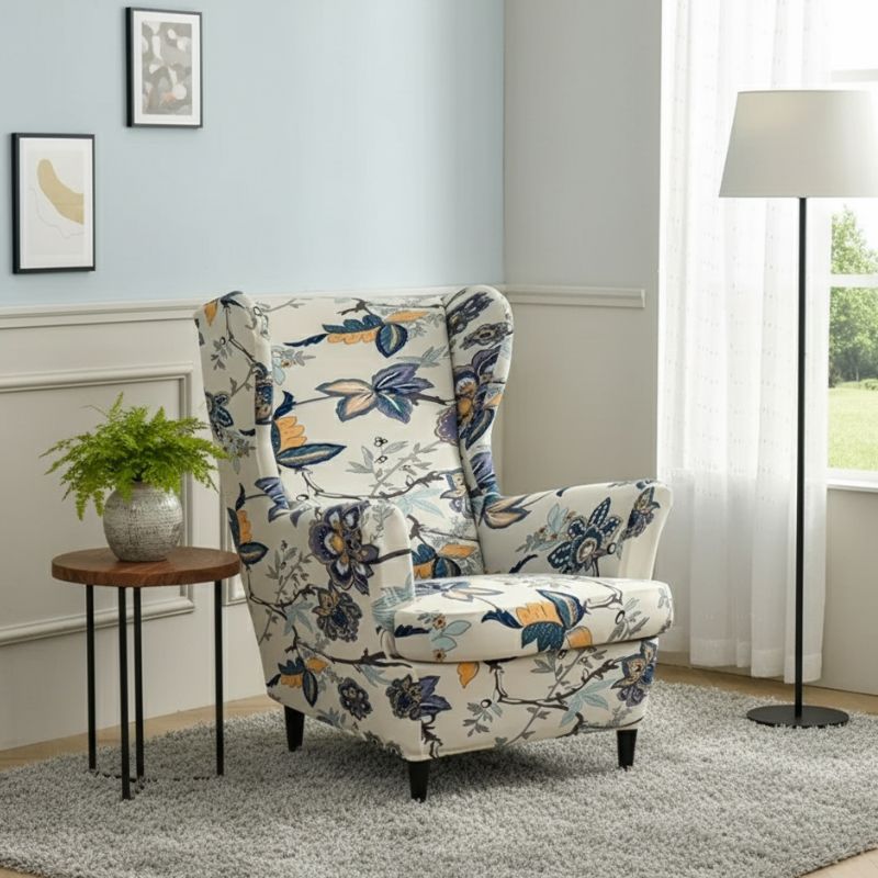 7-304 Housse de Fauteuil À Motif Botanique Raffiné