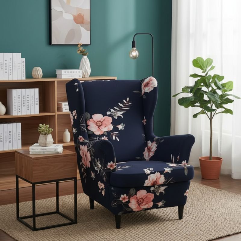 7-305 Housse de Fauteuil À Motif Floral Élégant Extensible