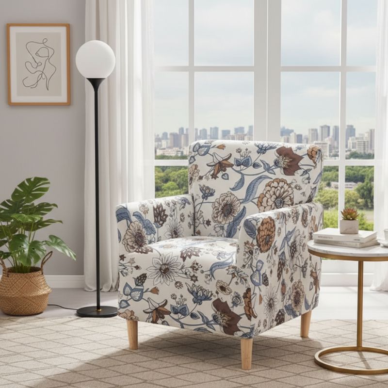 7-311 Housse de Fauteuil Bergère Style Floral Vintage
