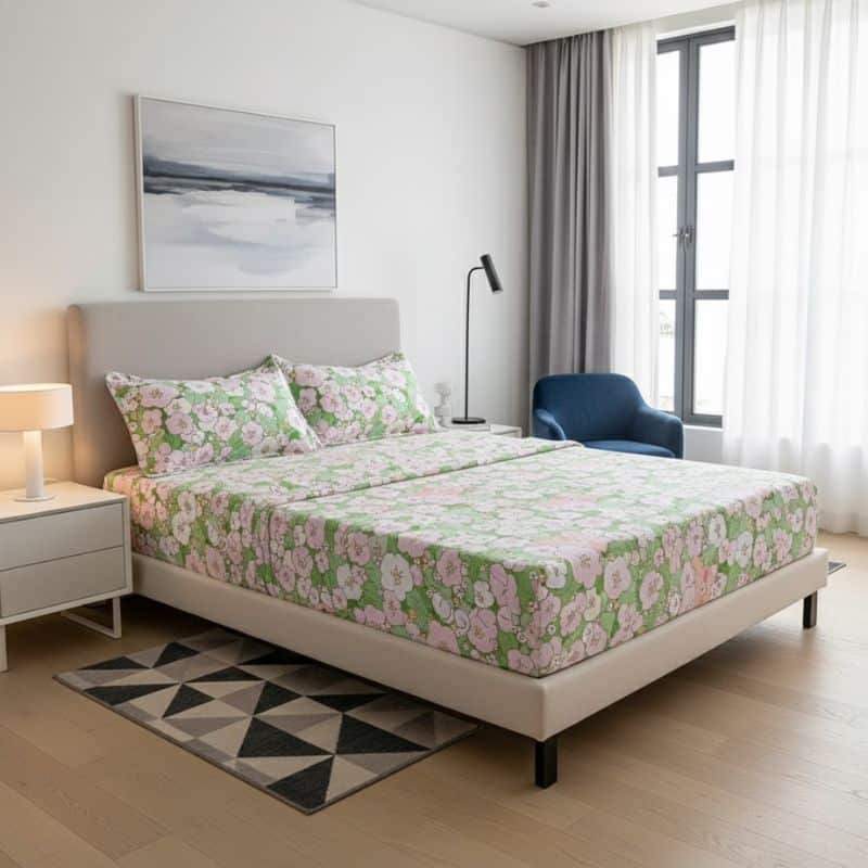 7-325 Taie d’Oreiller À Motif Floral Pastel