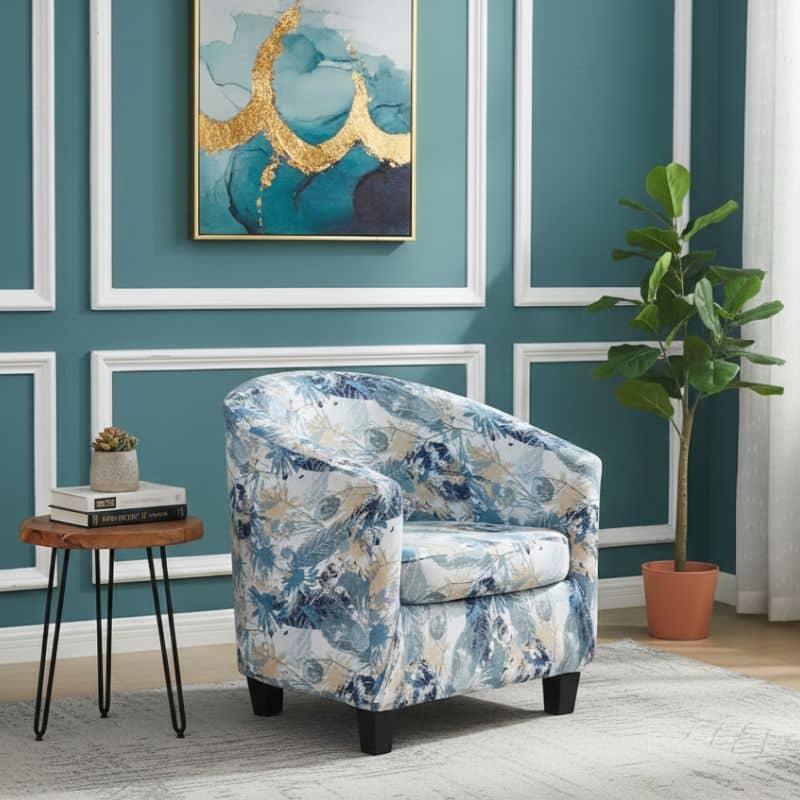 7-327 Housse De Fauteuil Imprimé Feuilles Tendance