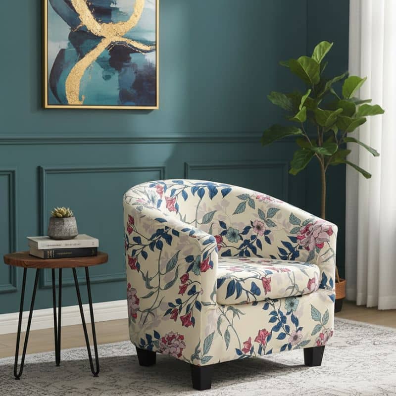 7-328 Housse De Fauteuil Design Floral Raffiné