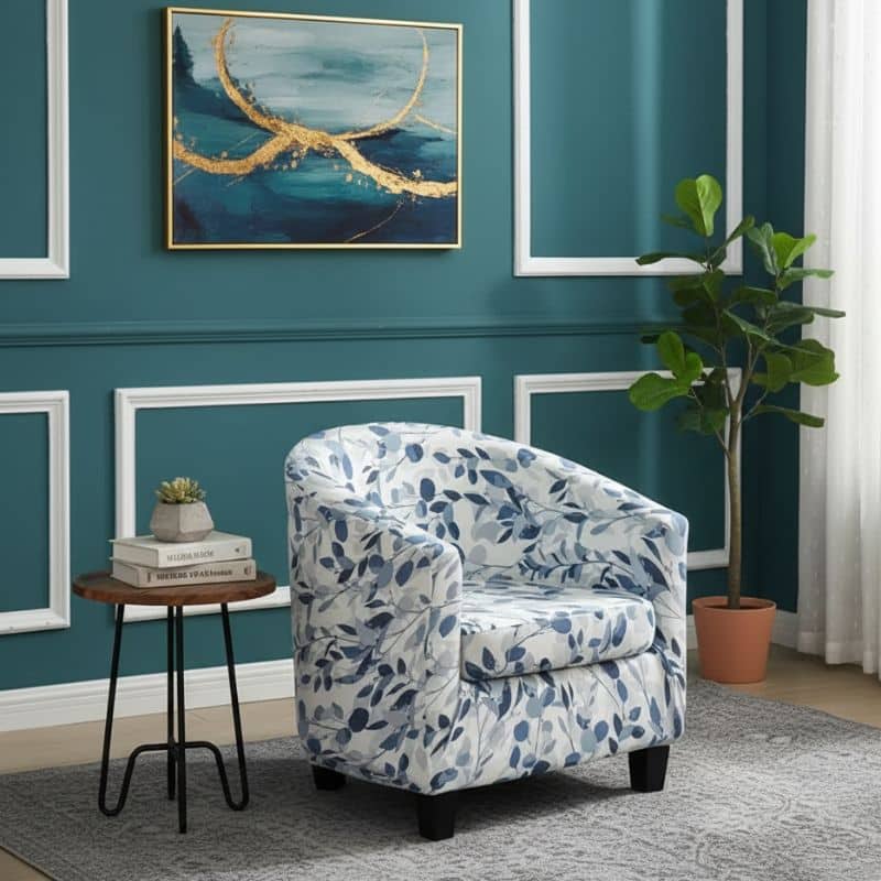 7-336 Housse De Fauteuil À Motif Floral Et Géométrique Chic