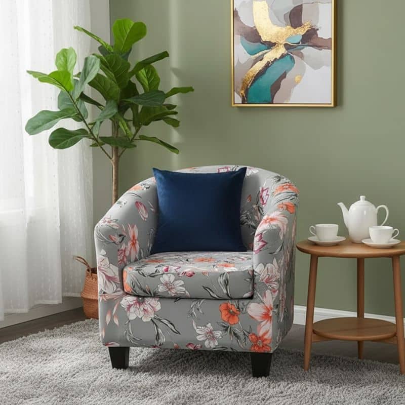 7-337 Housse De Fauteuil Imprimé Fleurs Colorées