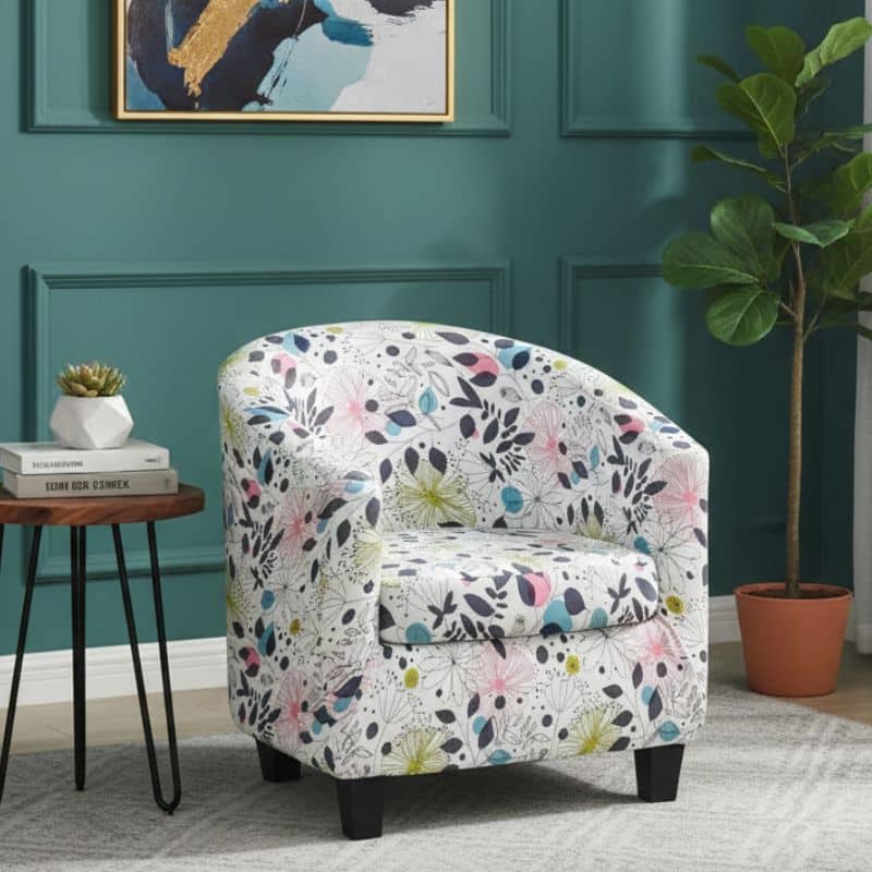 7-338 Housse De Fauteuil Extensible À Fleurs Multicolores Style Contemporain