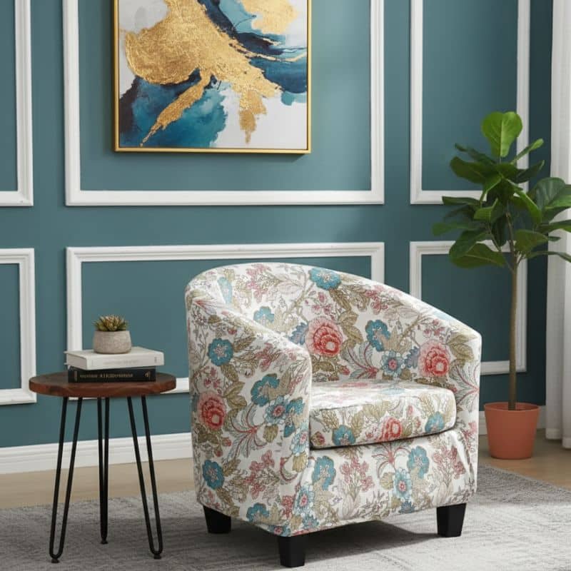 7-339 Housse De Fauteuil Imprimé Fleurs