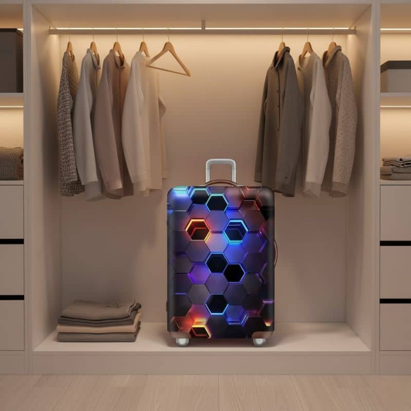 7-406 Housse de Valise Design Futuriste Hexagonal