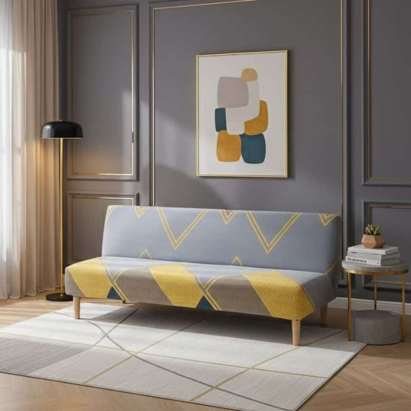 7-43 Housse De Canapé Clic-Clac Moderne Taille Standard En Tissu Extensible