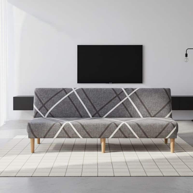 7-44 Housse De Canapé Clic-Clac Gris Taille Standard Design Contemporain