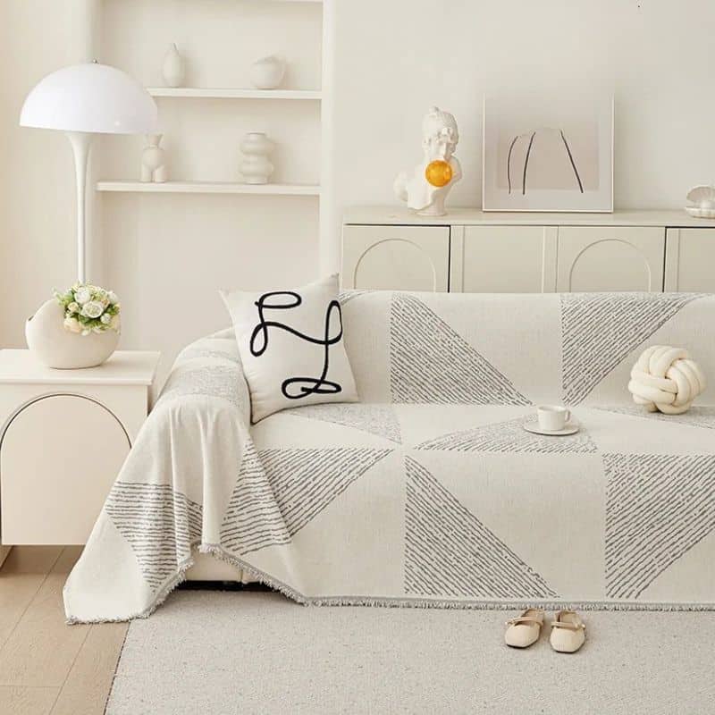 Jeté de Canapé en Tissu Chenille À Motifs Géométriques Jeté de Canapé en Tissu Chenille À Motifs Géométriques