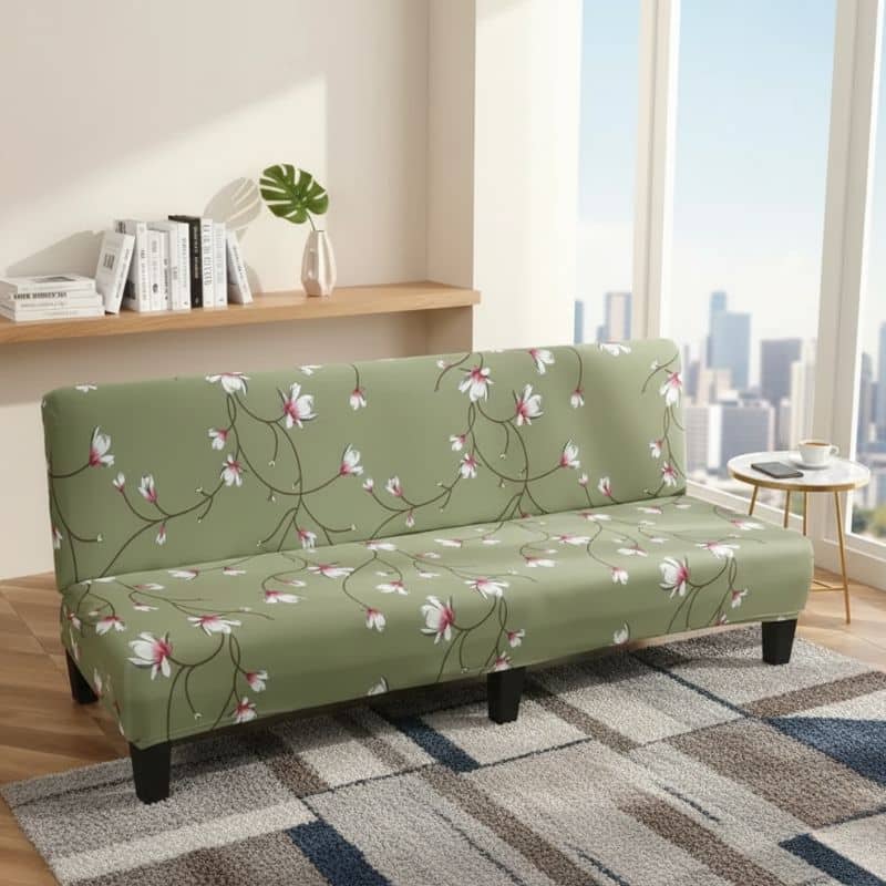 7-68 Housse De Canapé Convertible À Motif Naturel Facile À Installer