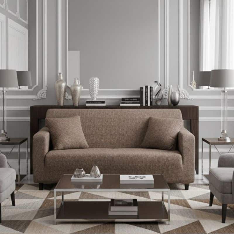 Housse de Canapé 2 Places Extensible à Motif Tissage Texturé Housse de Canapé 2 Places Extensible à Motif Tissage Texturé