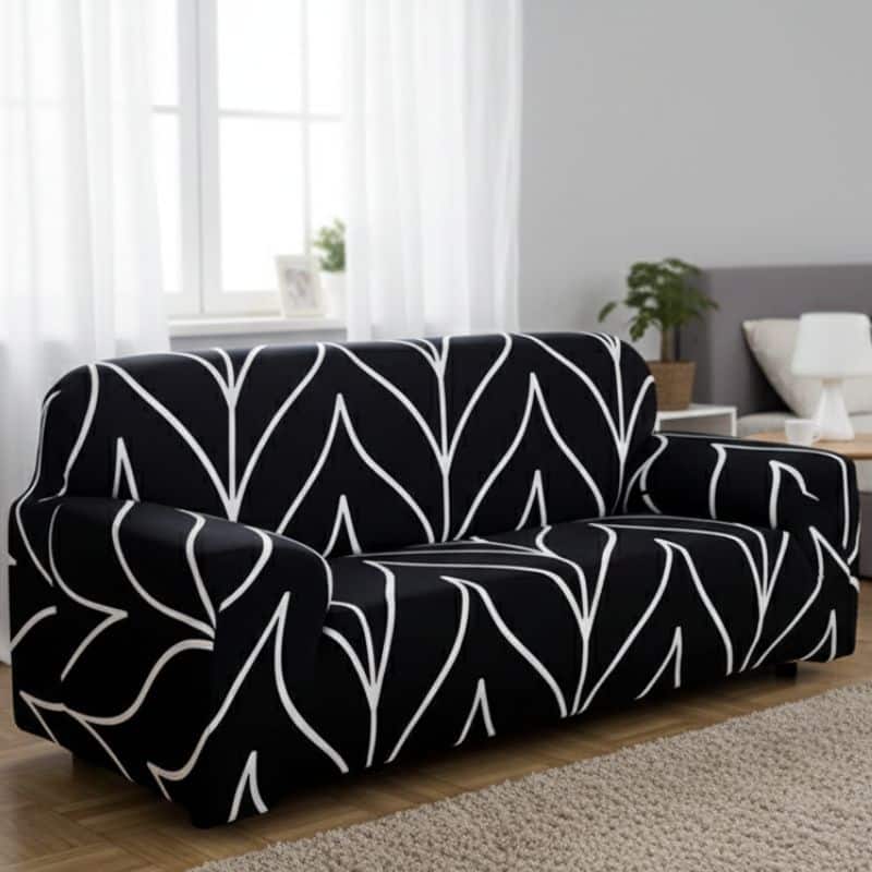 7 Housse de Canapé 2 Places Extensible À Motif Géométrique