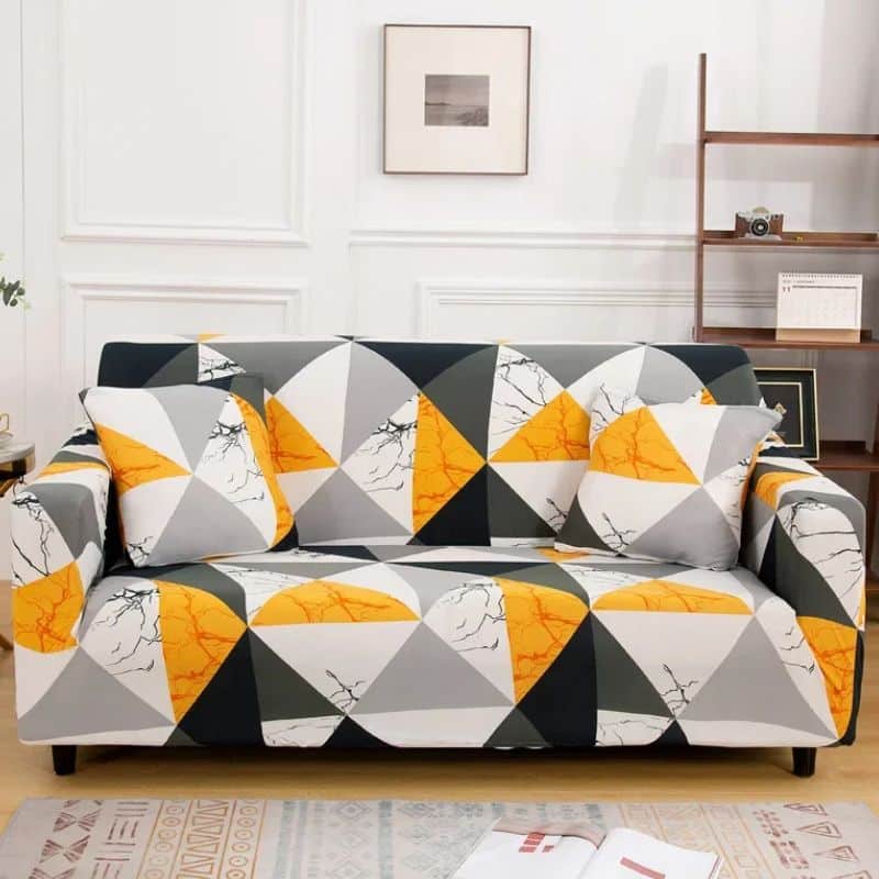 8-1 Housse de Canapé 2 Places Extensible À Motif Géométrique Moderne