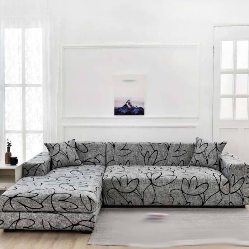 8-10 Housse de Canapé Angle Extensible À Motif Abstrait Imprimé