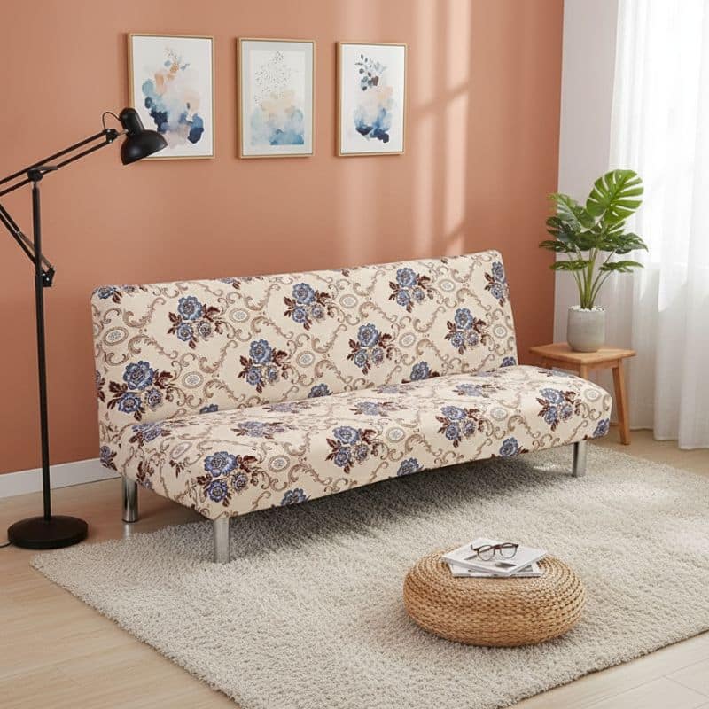 8-104 Housse De Canapé Convertible Style Baroque Floral Beige