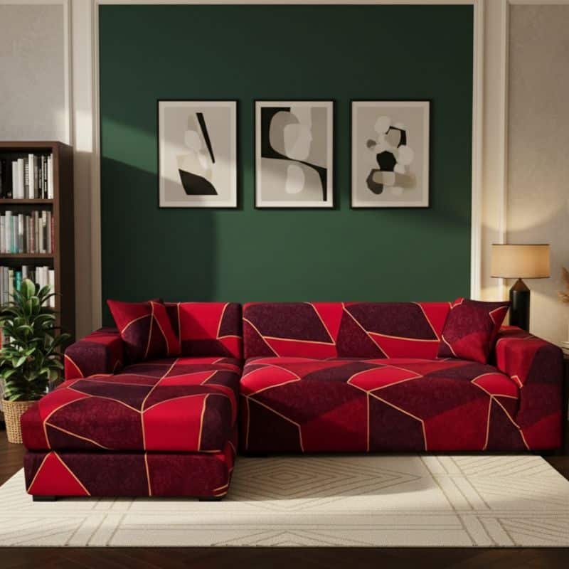 8-11 Housse de Canapé Angle Extensible À Motif Géométrique Moderne