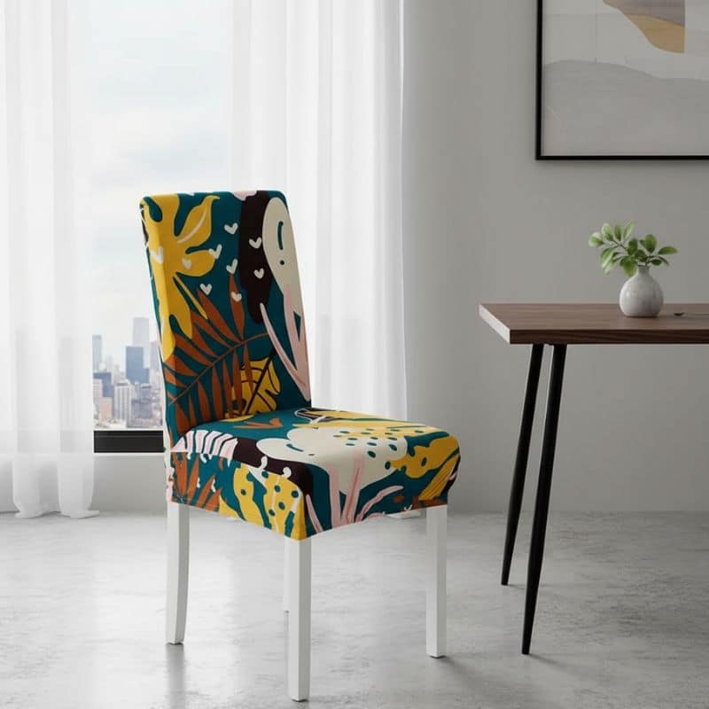 8-148 Housse De Chaise Extensible Style Tropical Colorée