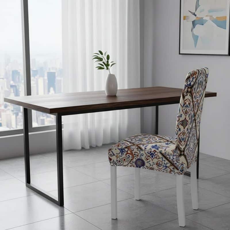 8-149 Housse De Chaise Extensible Style Mosaïque Colorée Traditionnelle