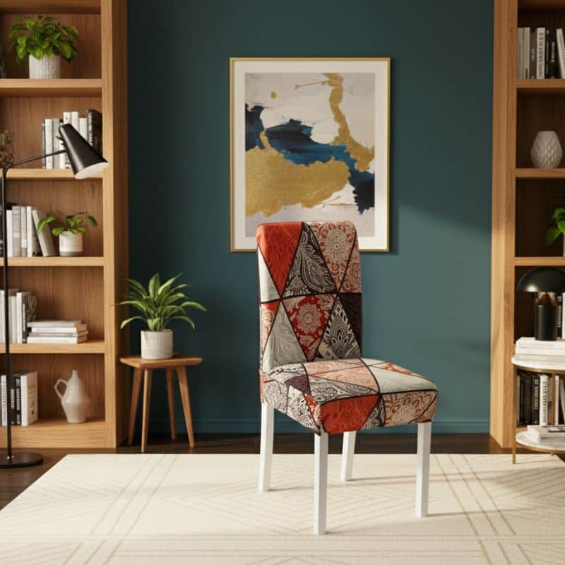 8-150 Housse De Chaise Extensible À Motif Géométrique Ethnique Chic