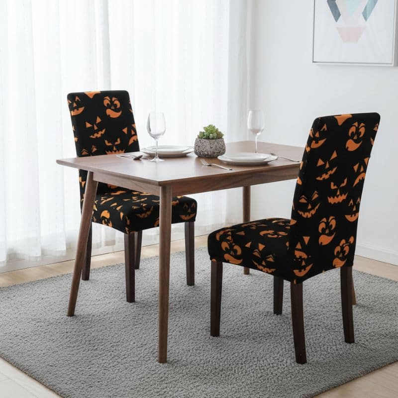 8-171 Housse De Chaise Évènementiel Pour Anniversaire Motif Citrouille Halloween