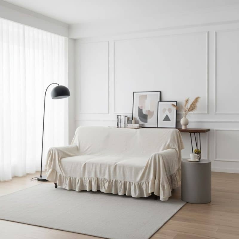 8-175 Housse De Canapé 3 Places Classique Style Champêtre En Tissu Lavable