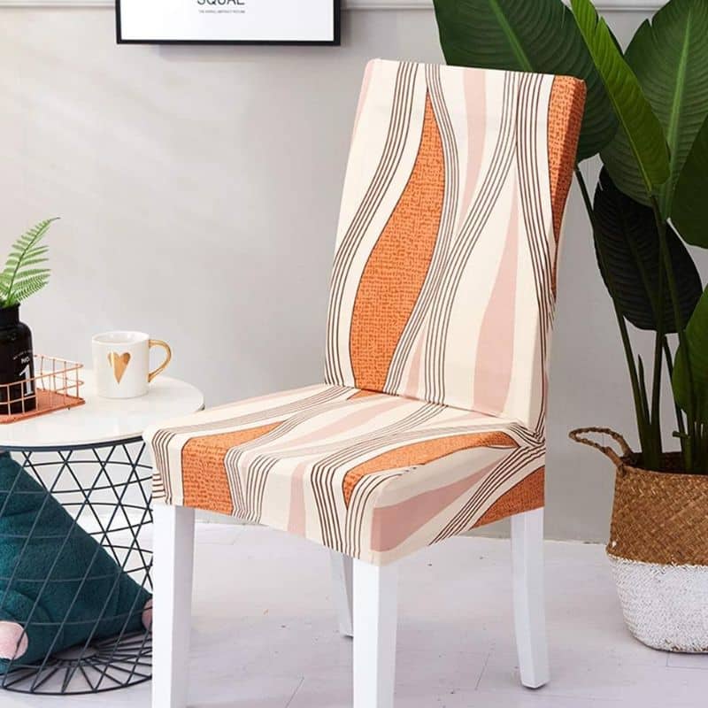 8-187 Housse De Chaise Extensible À Motif Ondulé Chic Et Confortable