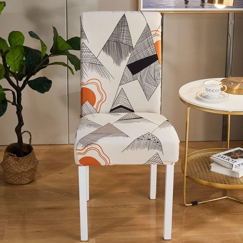 8-191 Housse De Chaise Extensible Style Vintage Géométrique Raffinée