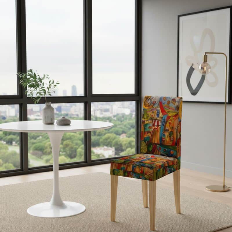 8-193 Housse De Chaise À Motif Fantaisie Urbaine Éclatante