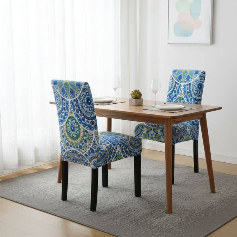 8-198 Housse De Chaise Évènementiel Pour Anniversaire Mandala Bleu