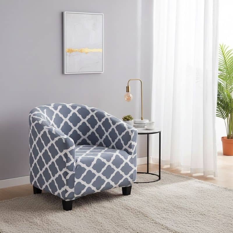 8-202 Housse de Fauteuil Club À Motif Arabesque Contemporain