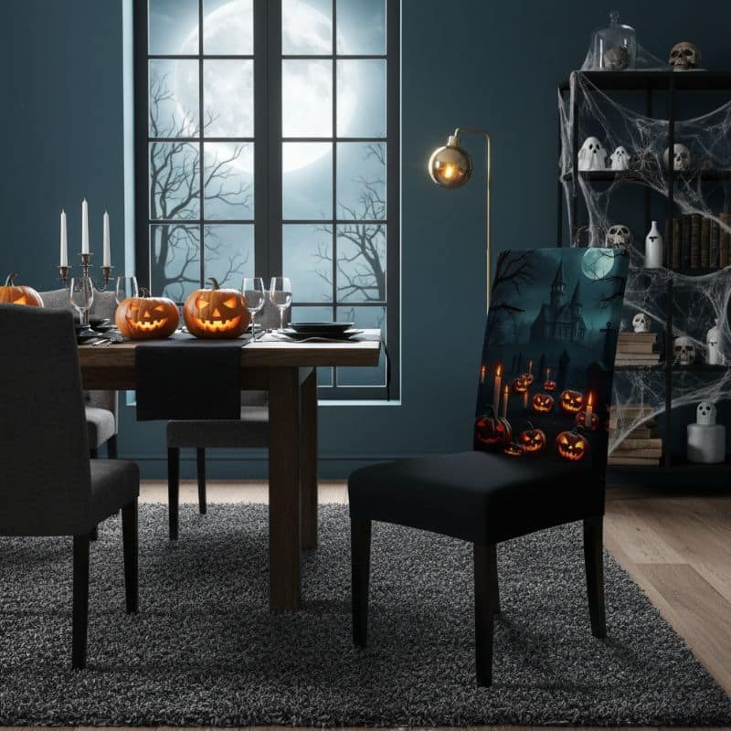 8-214 Housse De Chaise Évènementiel Pour Anniversaire Thème Citrouille Festive