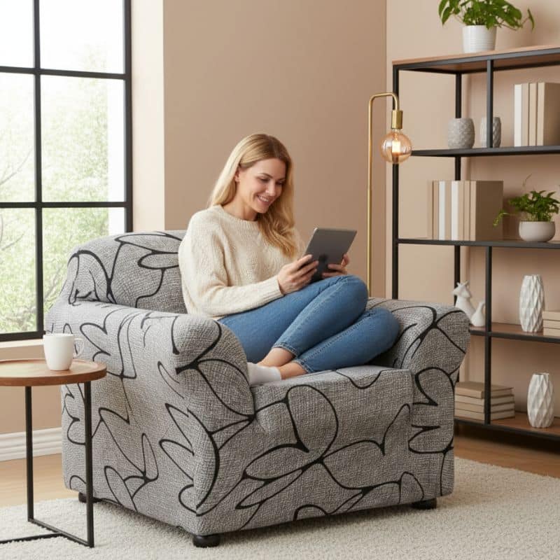 8-224 Housse de Fauteuil Extensible À Motifs Abstraits Contemporains