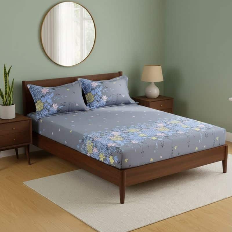 8-225 Drap-housse À Motifs Floraux Contemporains