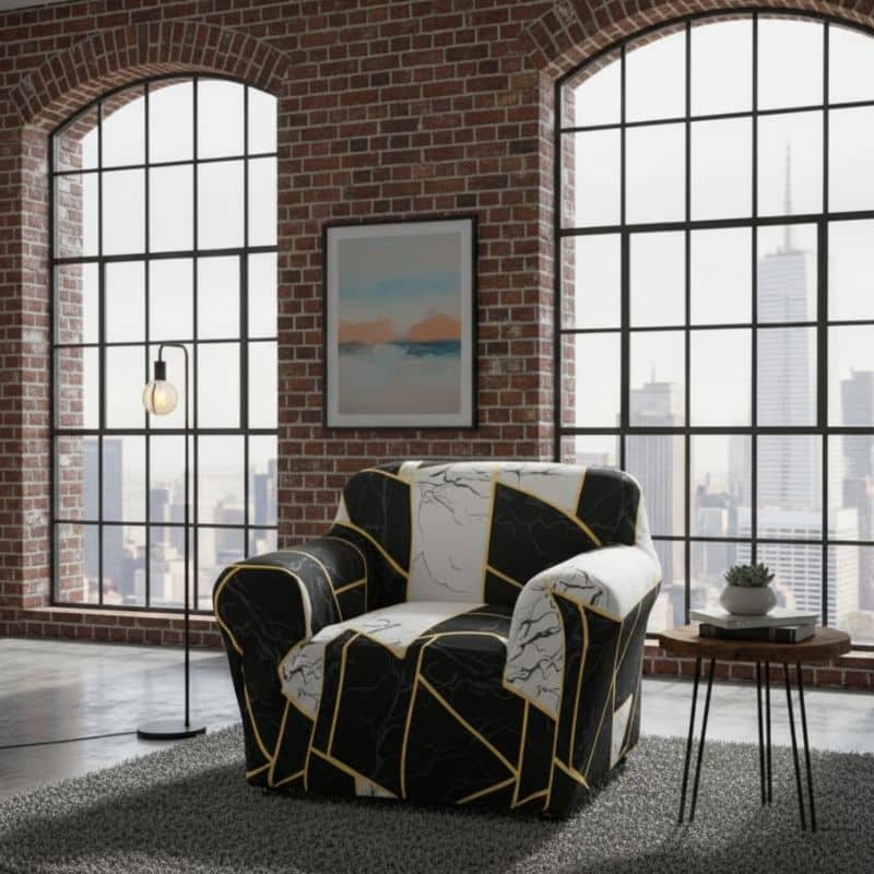 8-231 Housse de Fauteuil Extensible À Formes Géométriques Modernes