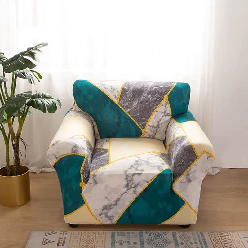 8-233 Housse de Fauteuil Extensible Style Marbré Contemporain