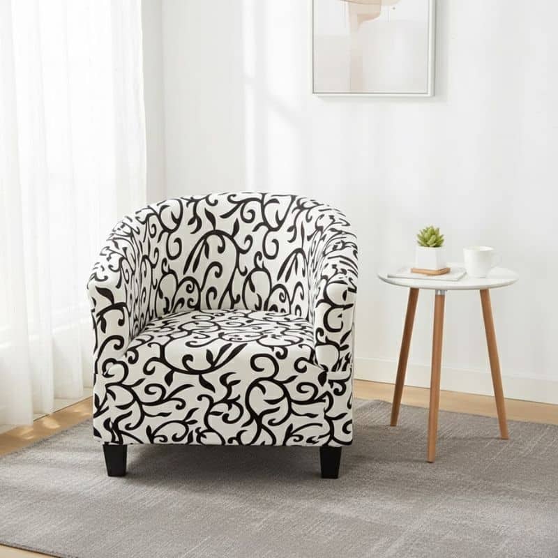 8-235 Housse de Fauteuil Club À Motif Baroque Élégant