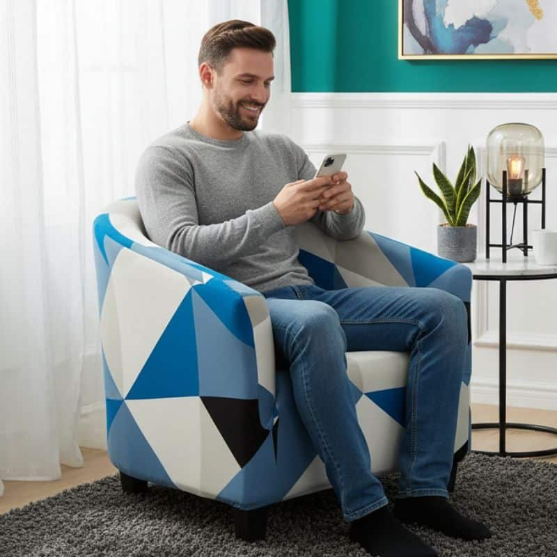 8-236 Housse de Fauteuil Club Style Géométrique Moderne