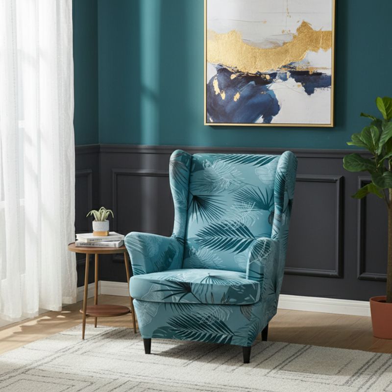8-241 Housse de Fauteuil À Motif Feuillage Tropical