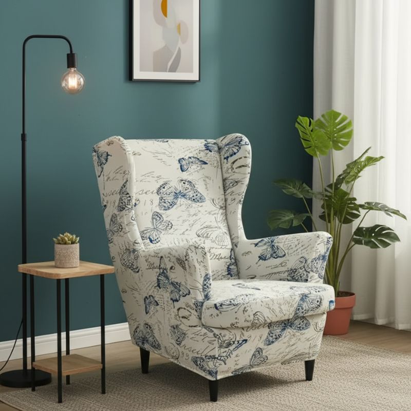8-242 Housse de Fauteuil À Motif Papillon Romantique