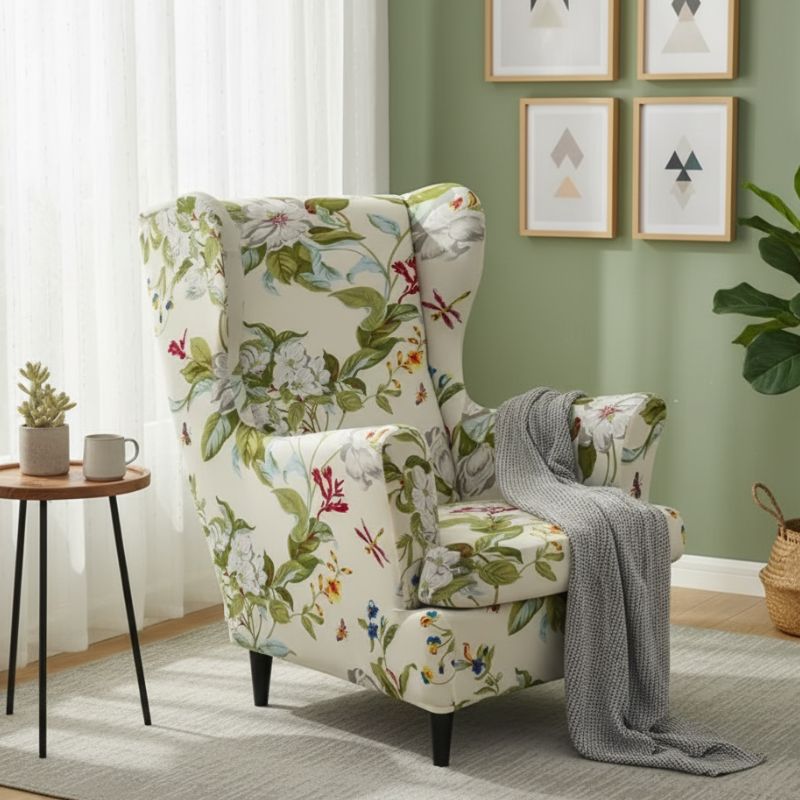 8-243 Housse de Fauteuil À Motif Printanier Élégant