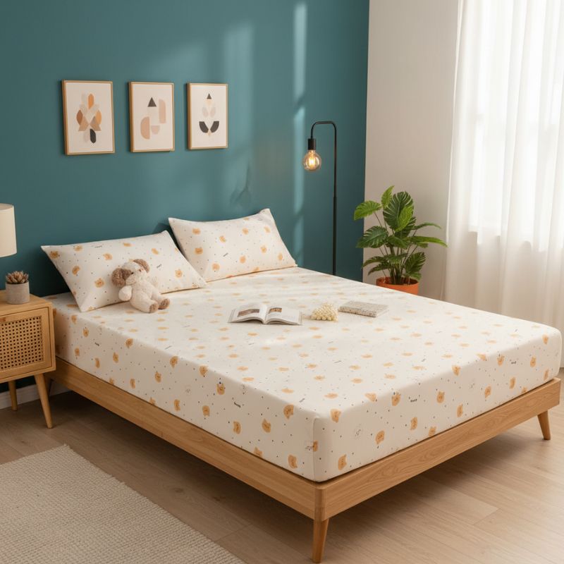 8-252 Drap-housse Style Coton Délicat