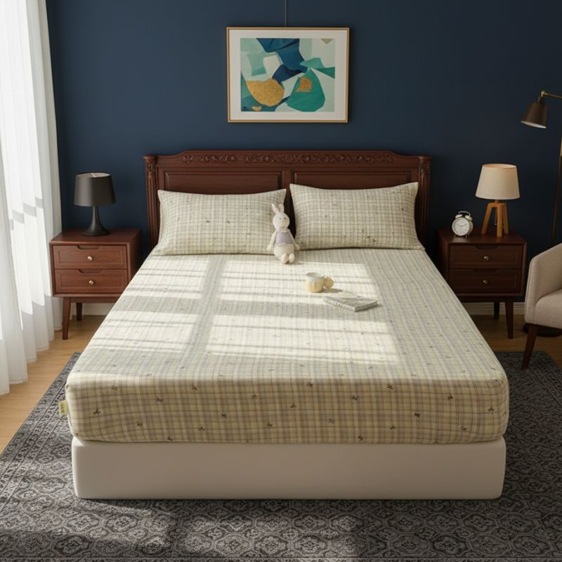 8-255 Drap-housse Style À Carreaux Doux