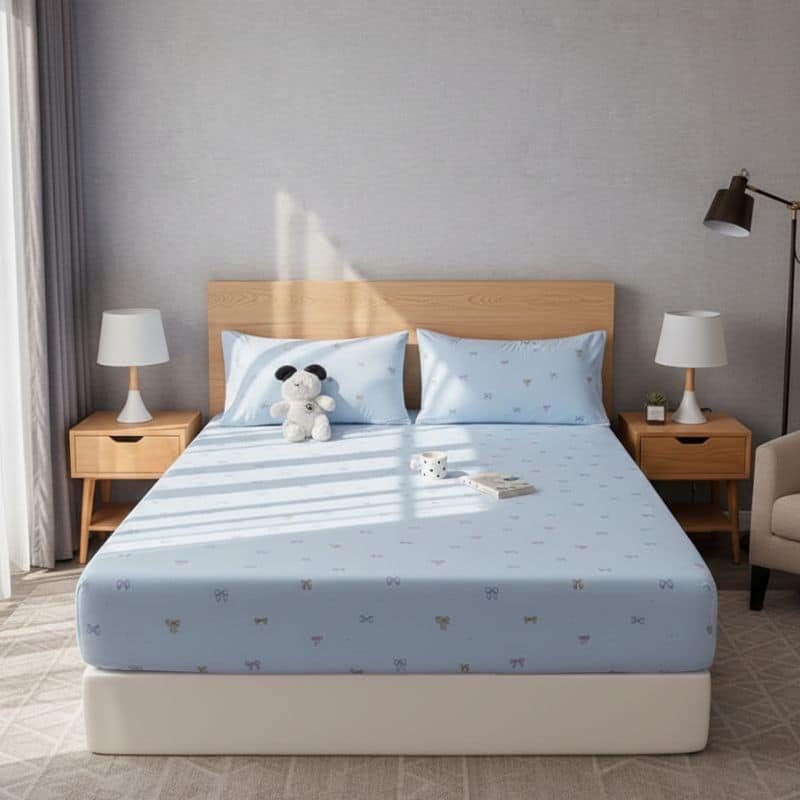 8-257 Drap-housse Style Nœuds Bleus