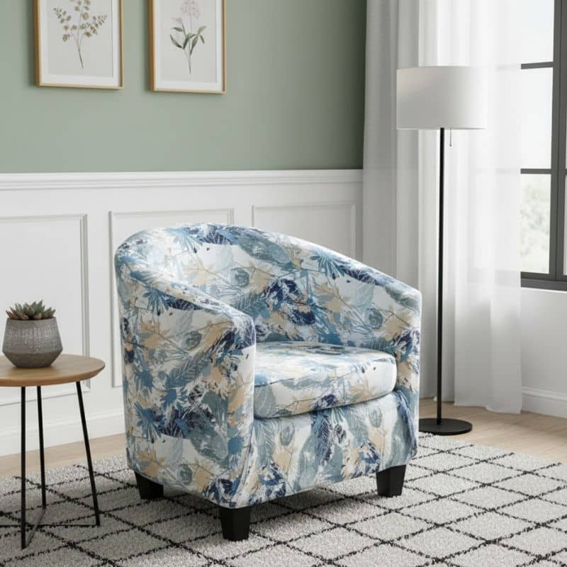 8-265 Housse De Fauteuil Imprimé Feuilles Tendance