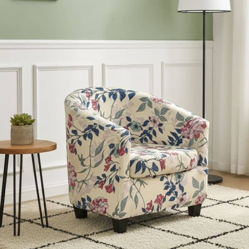 8-266 Housse De Fauteuil Design Floral Raffiné