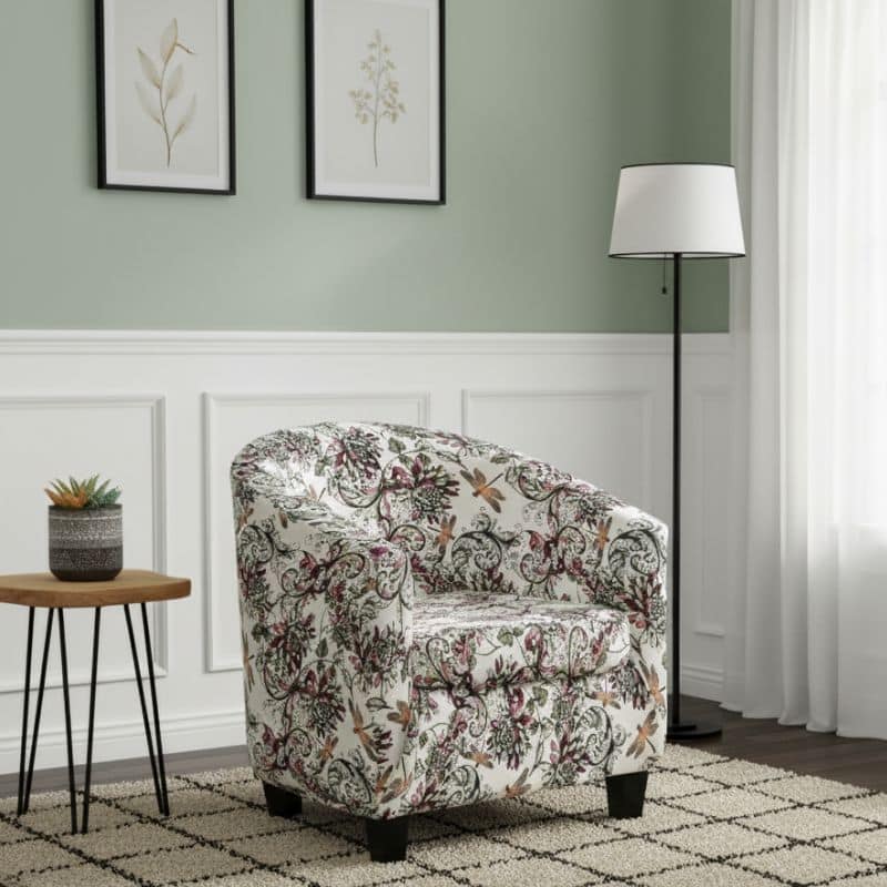 8-267 Housse De Fauteuil Style Classique À Fleurs Doux