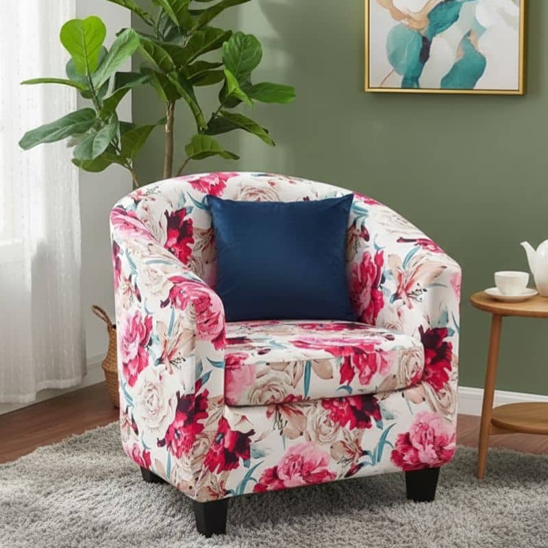 8-273 Housse De Fauteuil à Motif Floral Coloré